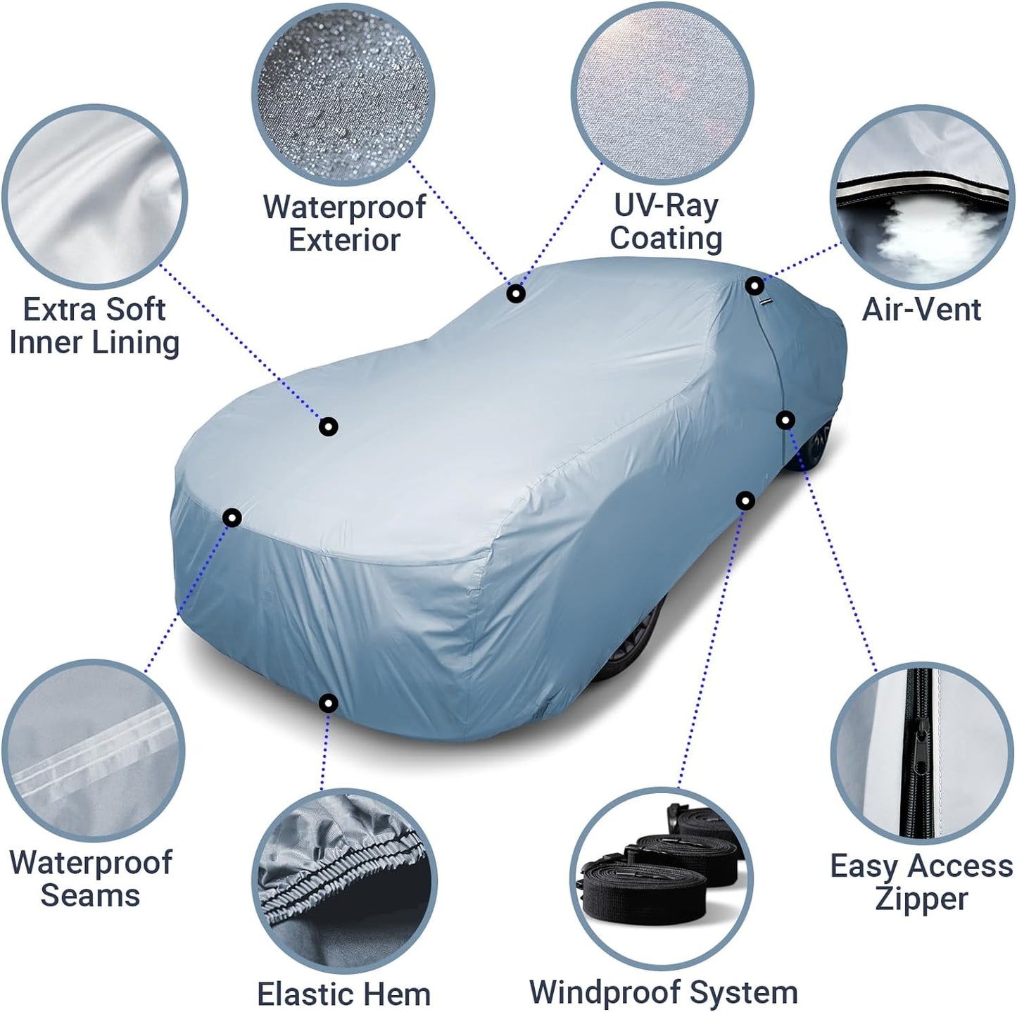 iCarCover Premium Car Cover for 1963-1965 Buick Riviera Heavy Duty Waterproof All-Weather Automobiles Custom Fit Indoor Outdoor UV Snow Protection Covers with Straps and Bag
