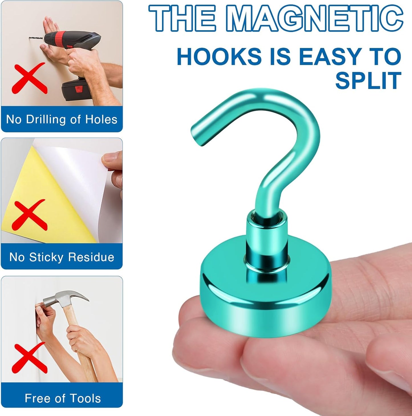 LOVIMAG Cruise Essentials, 150Lbs Door Magnets, Green Magnet Hooks for Cabin Strong Magnetic Hooks for Hanging, Refrigerator, Celling - 6 Pack