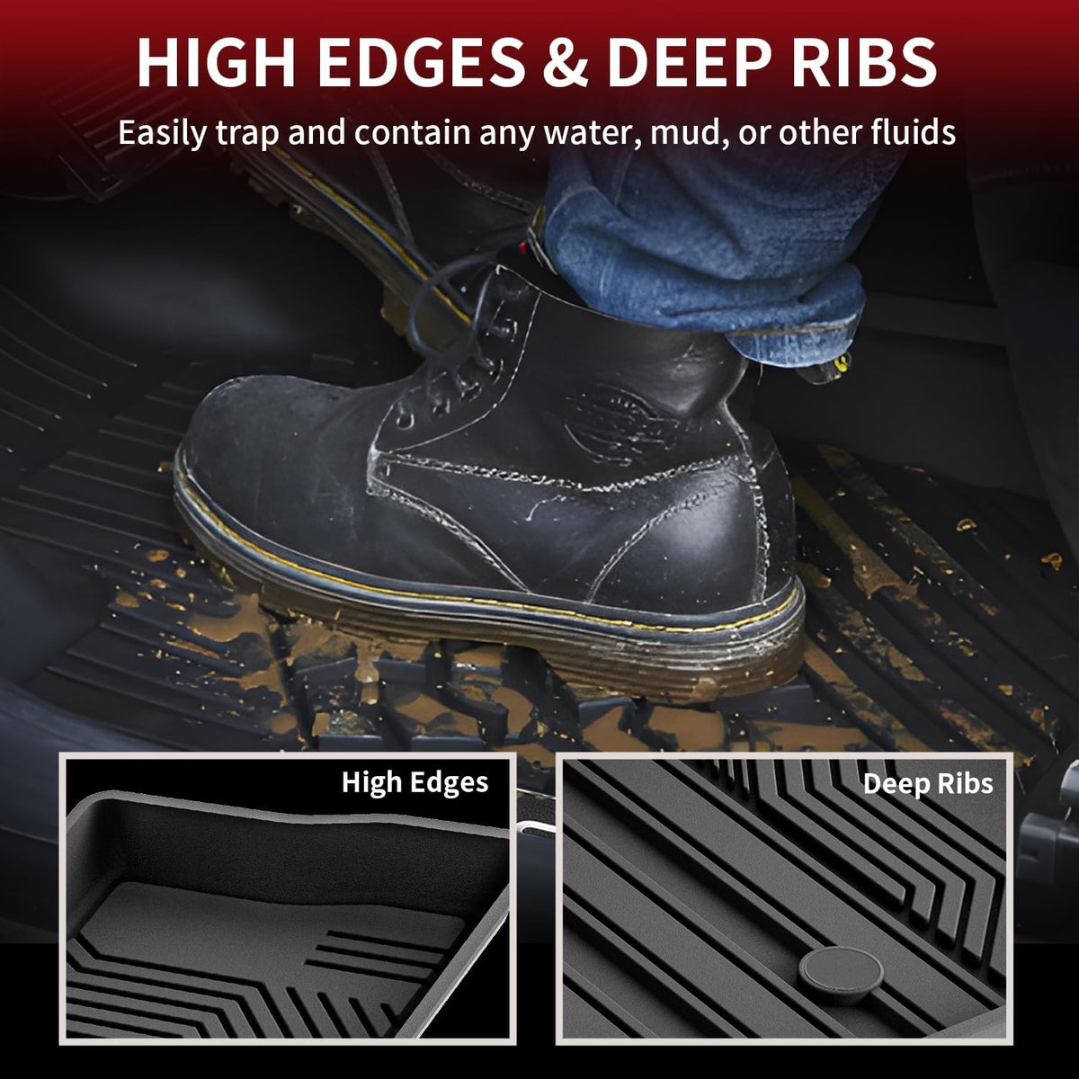 LASFIT Floor Mats&Trunk Mat for Toyota RAV4 2019-2025(Not Fit Hybrid) All Weather TPE Mats Custom Fit for Floor Liner for Toyota RAV 4 LE/XLE/Limited/TRD/Adventure Front and Rear 2 Row Car Mats,Black