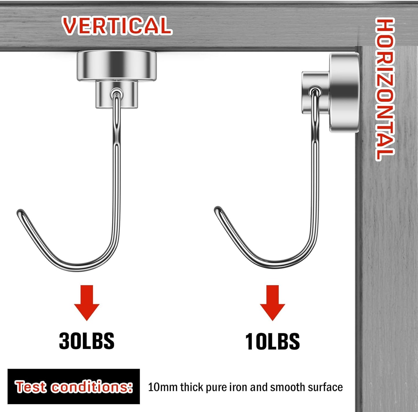 FINDMAG 100 Pack Magnetic Hooks, 30lbs+ Magnetic Hooks for Cruise Cabins, Heavy Duty Strong Neodymium Swivel Swing Hooks for Refrigerator, Grill, Home Supplies, Kitchen Organization - Silver