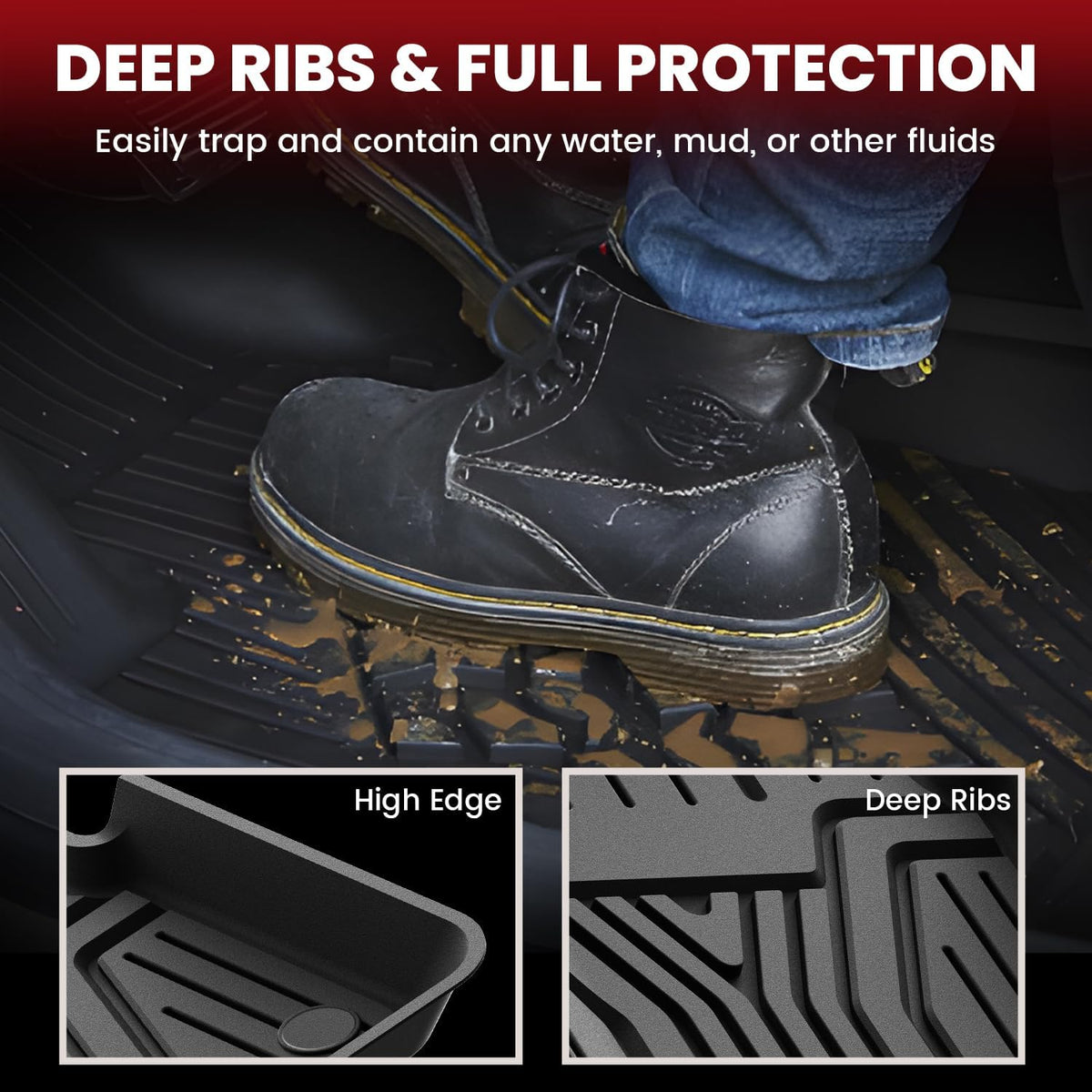 LASFIT Floor Mats & Trunk Mat (Highest Position) for Honda CR-V 2017-2022 (NOT for Hybrid), All Weather Protection TPE Floor Liners 1st & 2nd Row & Cargo Mat in Upper Position Full Set, Black