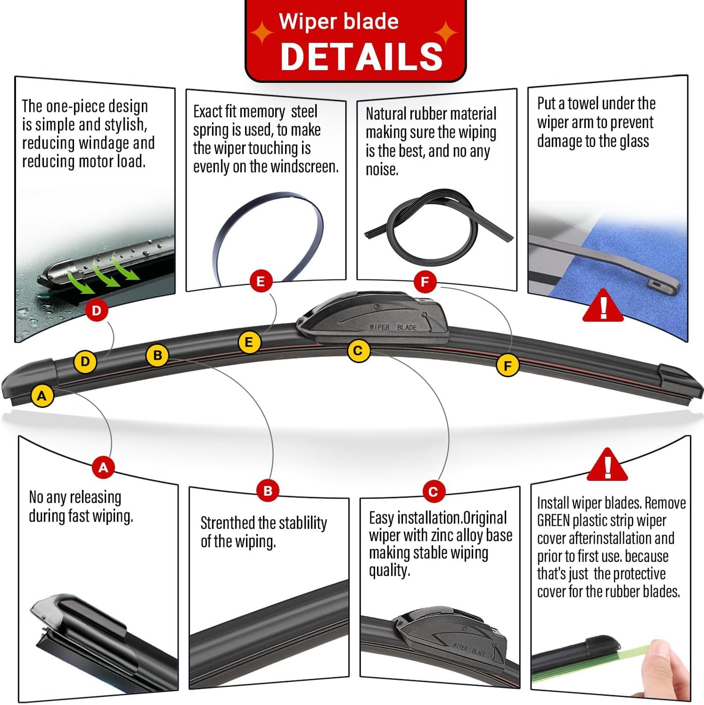 Windshield Wiper Blades Replacement for Kia Niro 2017 2018 2019 2020 2021 2022 Original Factory Quality Front Rear Wipers Blade Set for My Car - 26" 16" 12" (Pack of 3)