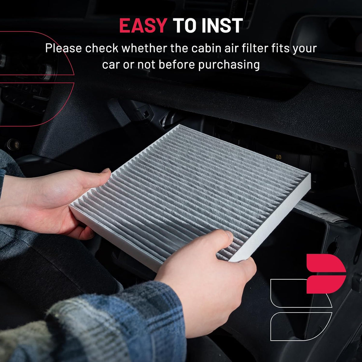 BDFHYK Cabin Air Filter with Activated Carbon Compatible with Hyundai Ioniq 2017-2022, Compatible with Kia Niro 2017-2022, Replace# 97133G2000, CAF10002P