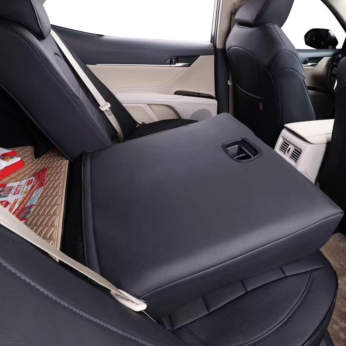 coverdream Custom Fit Camry Car Seat Covers for 2025 Toyota Camry LE,SE,Full Coverage Waterproof Leather Seat Protector(Full Set,Black/Red)