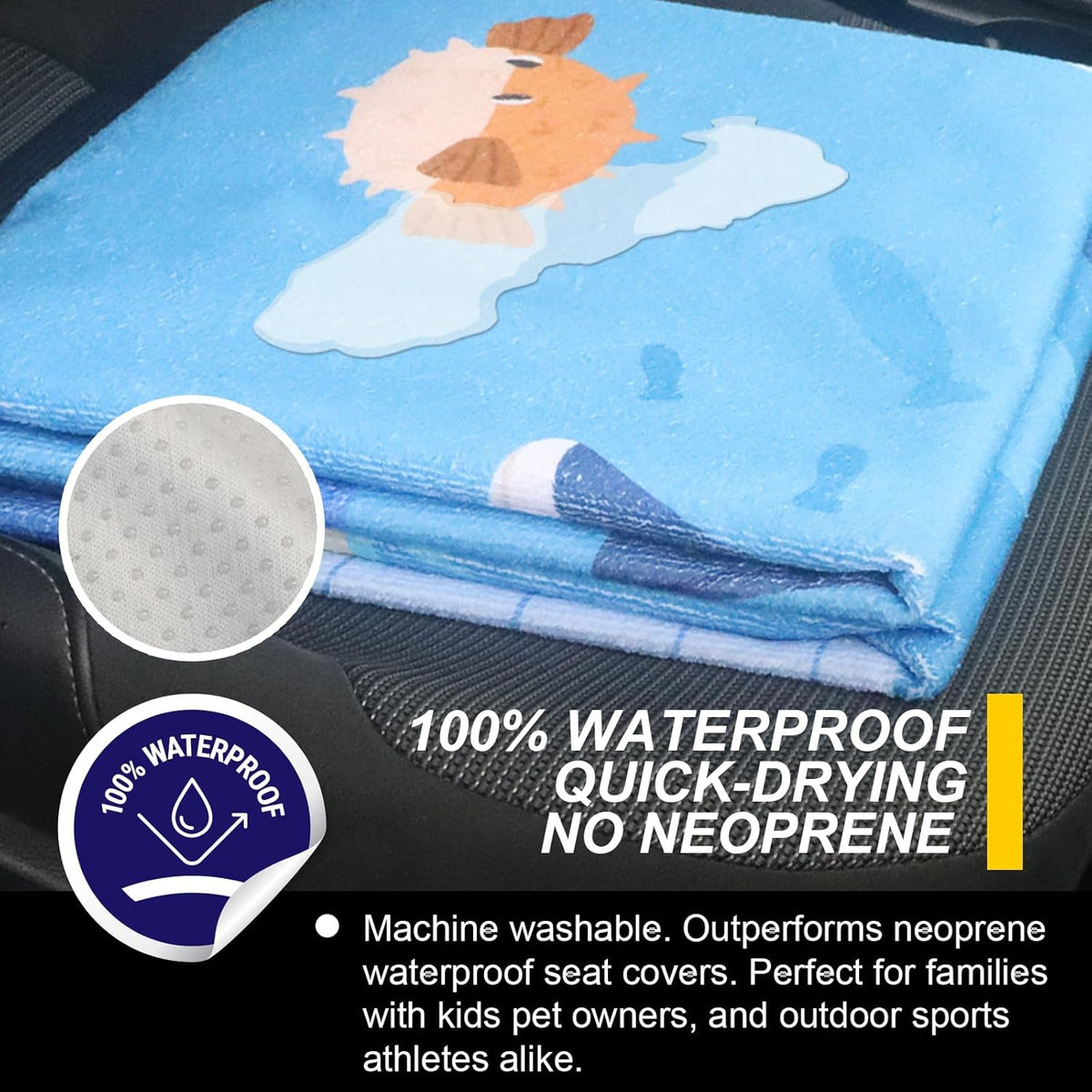 Back Seat Cover for Car Trucks Van SUV,Waterproof Rear Bench Towel Seat Covers for Dogs and Kids,Automotive Backseat Protector (Seaworld)