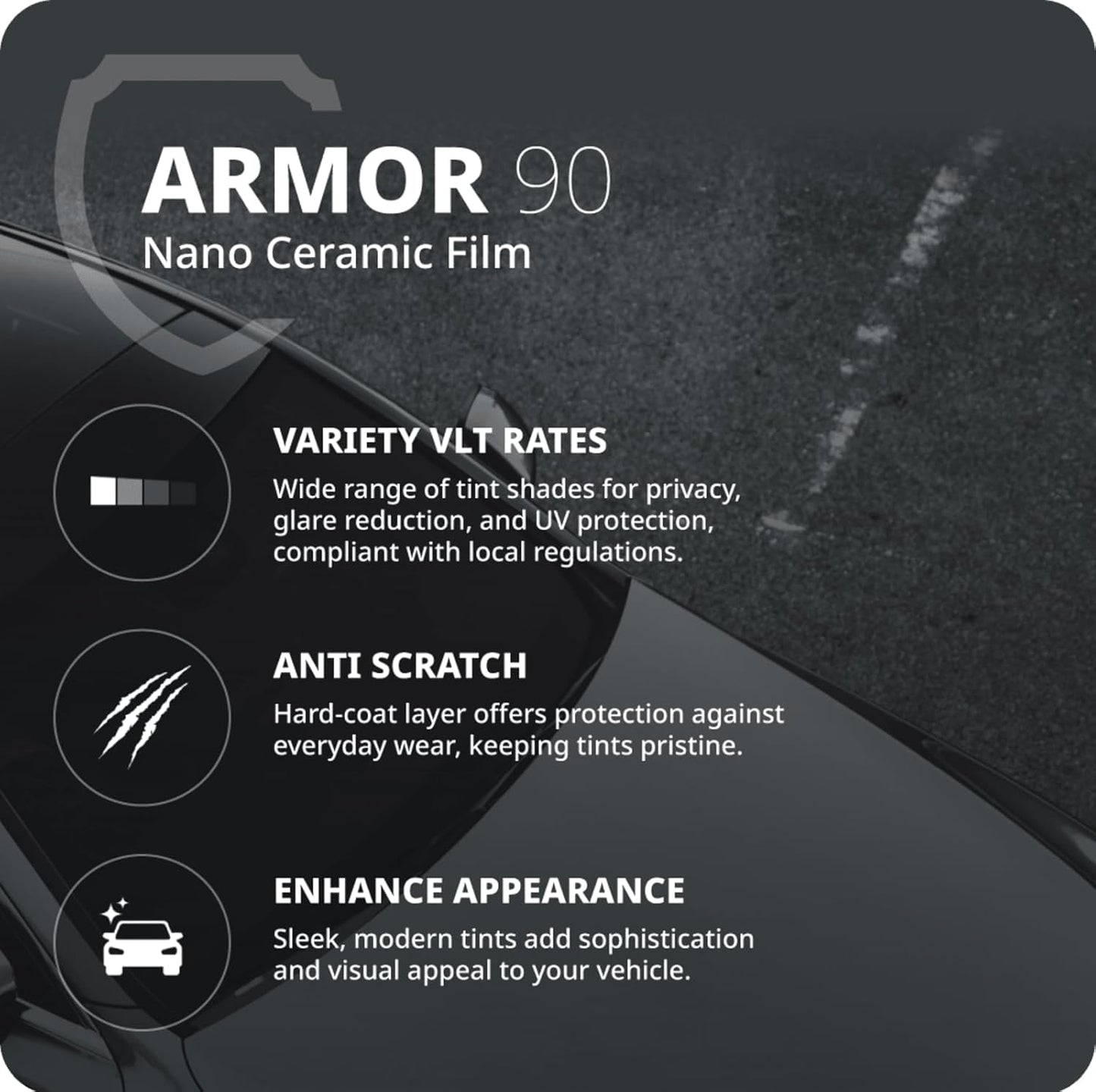 Nano Ceramic Window Tint Film for Cars - 2 Ply Scratch Resistant with Heat Control and UV/IR Rejection (35% VLT, 20inx100ft), OWFCR-10006