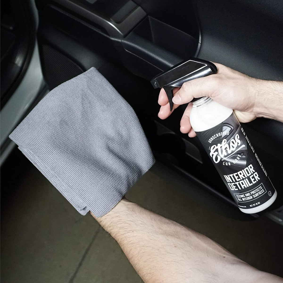 Ethos Car Care Interior Detailer - Easily Cleans and Protects All Interior Surfaces, Non Greasy Satin Finish, UV Protection and Odor Neutralizing Agents for Interior Care (Gallon)