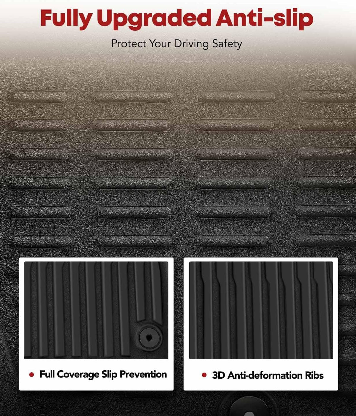 YHTAUTO Floor Mats Fit 2017-2019 Buick Lacrosse, TPE All Weather Car Mats Waterproof Anti-Slip Odorless Floor Liner, Interior Car Accessories Front & 2nd Row Liner
