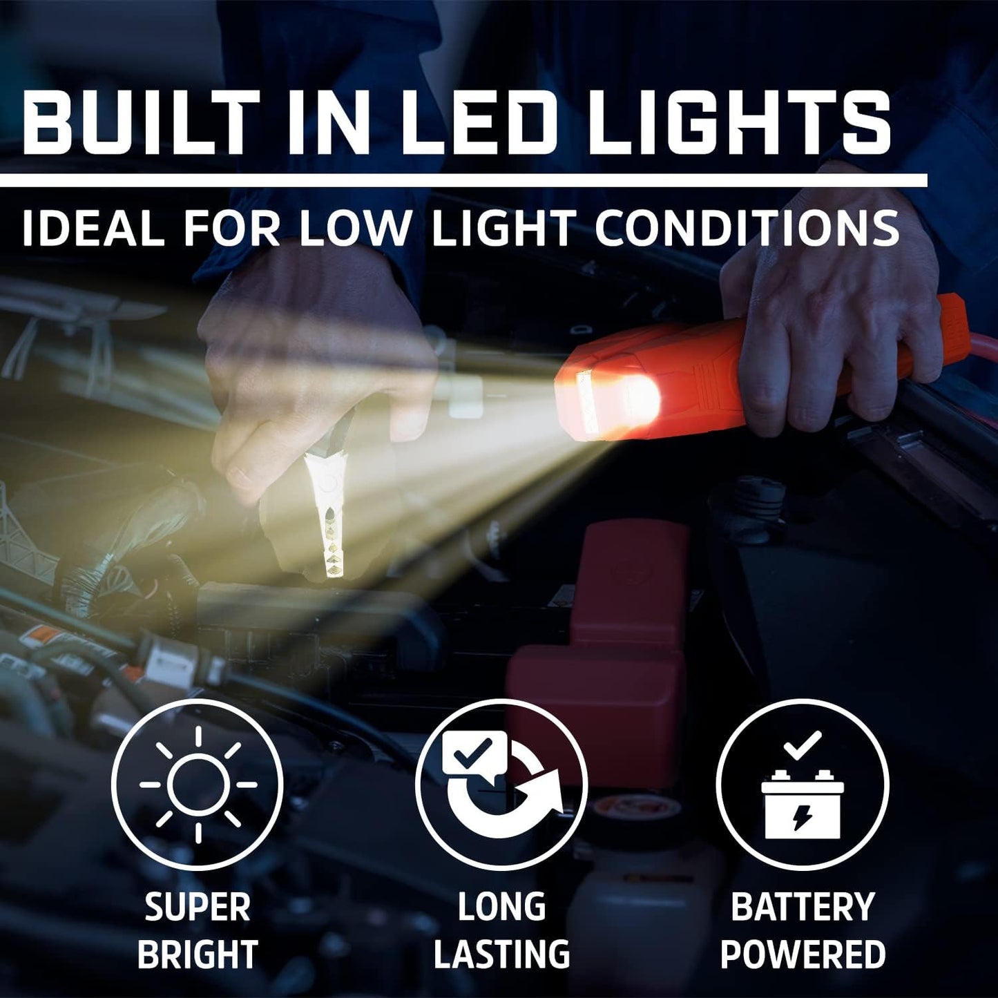 Energizer Jumper Cables for Car Battery with Built-in LED Lights, Heavy Duty Automotive Booster Cables for Jump Starting Dead or Weak Batteries - Carrying Bag Included (16-Feet (4-Gauge)