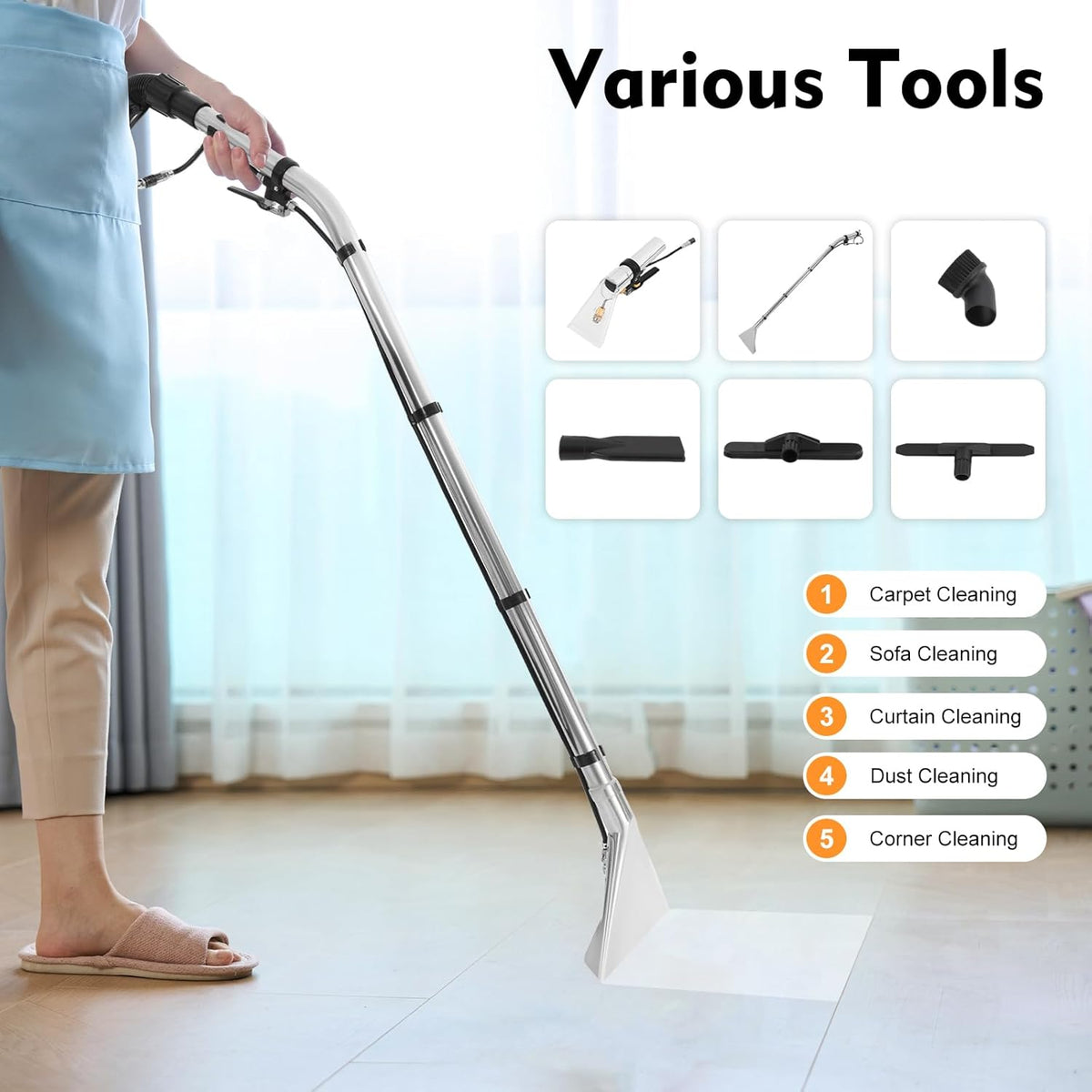DYRABREST 40L Commercial Carpet Cleaning Machine 3 in 1 Upholstery Cleaner Machine 1000W Professional Extractor Vacuum Washing Machine for Cleaning Carpets, Sofas, Curtains, Vacuuming and Spraying