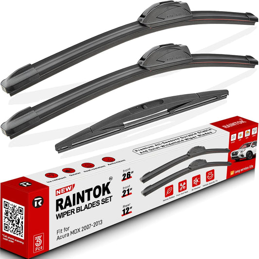 Windshield Wiper Blades Replacement for Acura MDX 2007 2008 2009 2010 2011 2012 2013 Original Factory Quality Front Rear Wipers Blade Set for Car - 26" 21" 12" (Piece of 3)