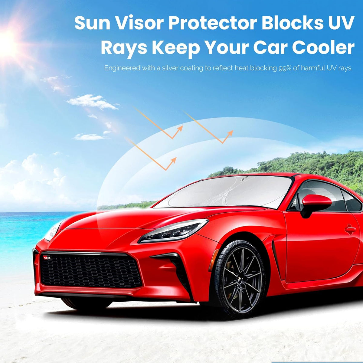 Sunshade for Toyota 86/2022-2023 Toyota GR86 Accessories Front Window 210T Sliver Coating Reflective Polyester Shield Cover for Windshield Sun Visor Protector Block UV Ray