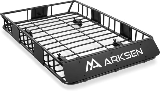 ARKSEN 54 x 34 x 6 Inch Universal Roof Rack with Extension, 150 LBS Heavy Duty Capacity Rooftop Cargo Basket for SUV, Truck, RV, Pickup