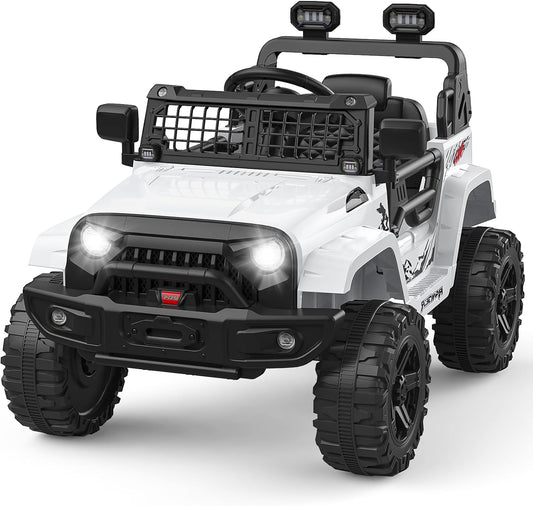 12V Kids Electric Ride On Truck Car w/Parent Remote Control, Spring Suspension, LED Lights & AUX Port | Outdoor Ride Toy for Boys Girls
