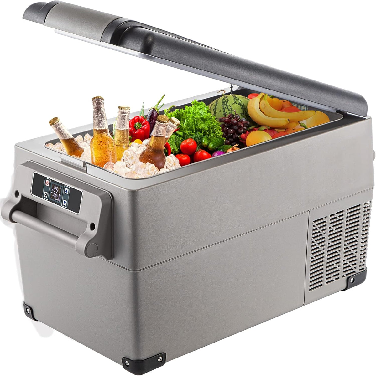VEVOR CF35 Portable 37 Quart(35 Liter) 12 Volt App Control(-4℉~68℉), Car Refrigerator Dual Zone with 12/24v DC & 110-240v AC for Camping, Travel, Fishing, Outdoor or Home Use, Black+Gray