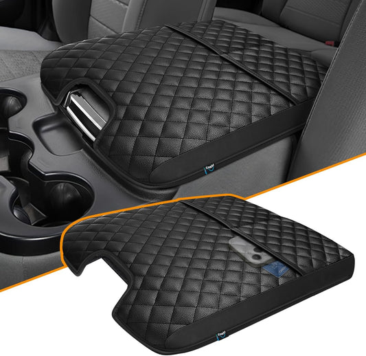 Center Console Cover Compatible with 2013-2018 Dodge Ram 1500 & 2013-2024 Ram 2500/3500/1500 Classic Model for Jump Seat Console, Comfortable Leather Middle Console Cover Lid with Pocket