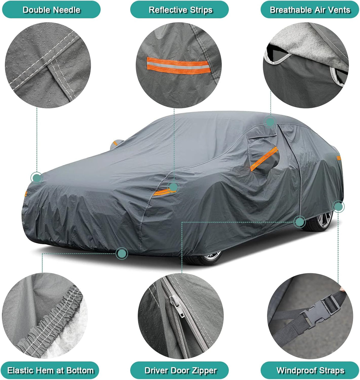 16 Layers SUV Car Cover Waterproof All Weather Heavy Duty, Universal Fit Toyota RAV4, Honda CRV, Tesla Model Y, Audi Q5, Chevrolet Equinox, Nissan Rogue, Kia Sorento, Mitsubishi Outlander etc.