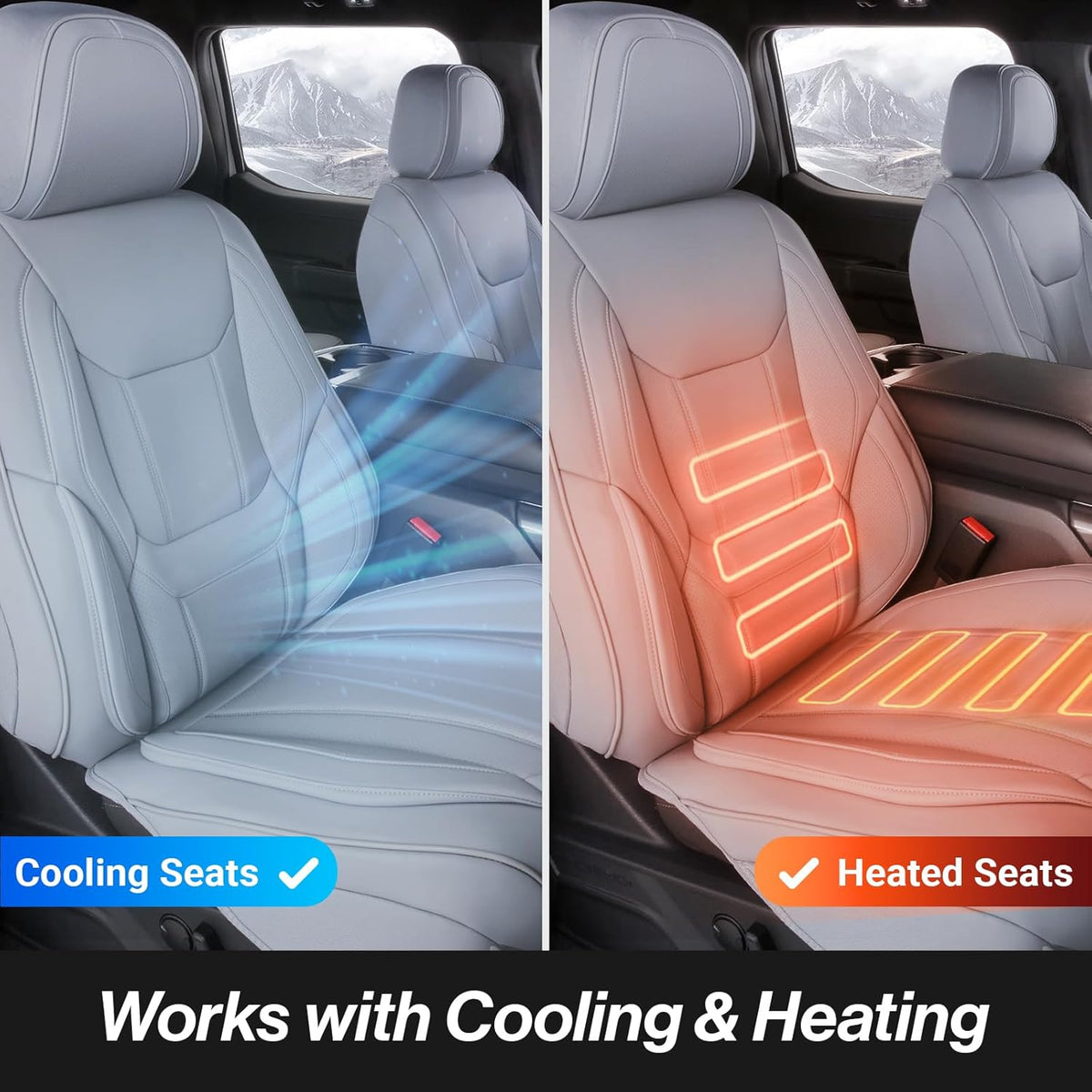 Coverland Custom Car Seat Covers Compatible with 2001-2014 Silverado 2500HD Extended Cab - Premium Leather Non-Slip Waterproof Custom Interior Protector Full Set-Gray [See Size Chart-Size X140]