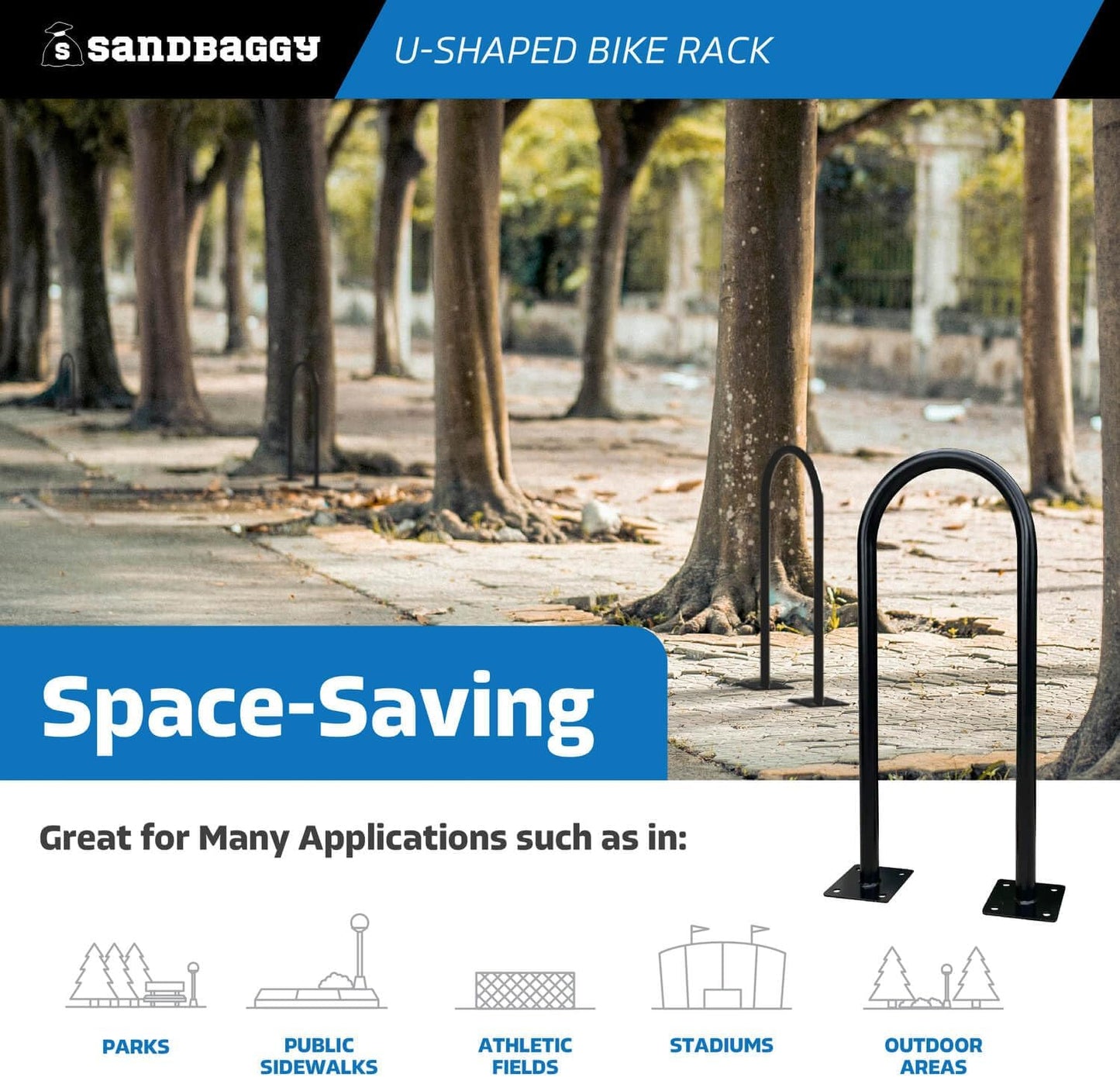 Sandbaggy U Shaped Bike Rack - Outdoor, Commercial - Galvanized Steel - Surface/Ground Mounted (10, Red)