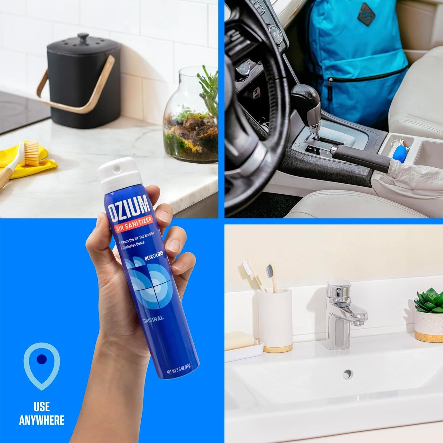 Ozium 3.5 Oz. Air Sanitizer & Odor Eliminator for Homes, Cars, Offices and More, Outdoor Essence Scent, 2 Pack