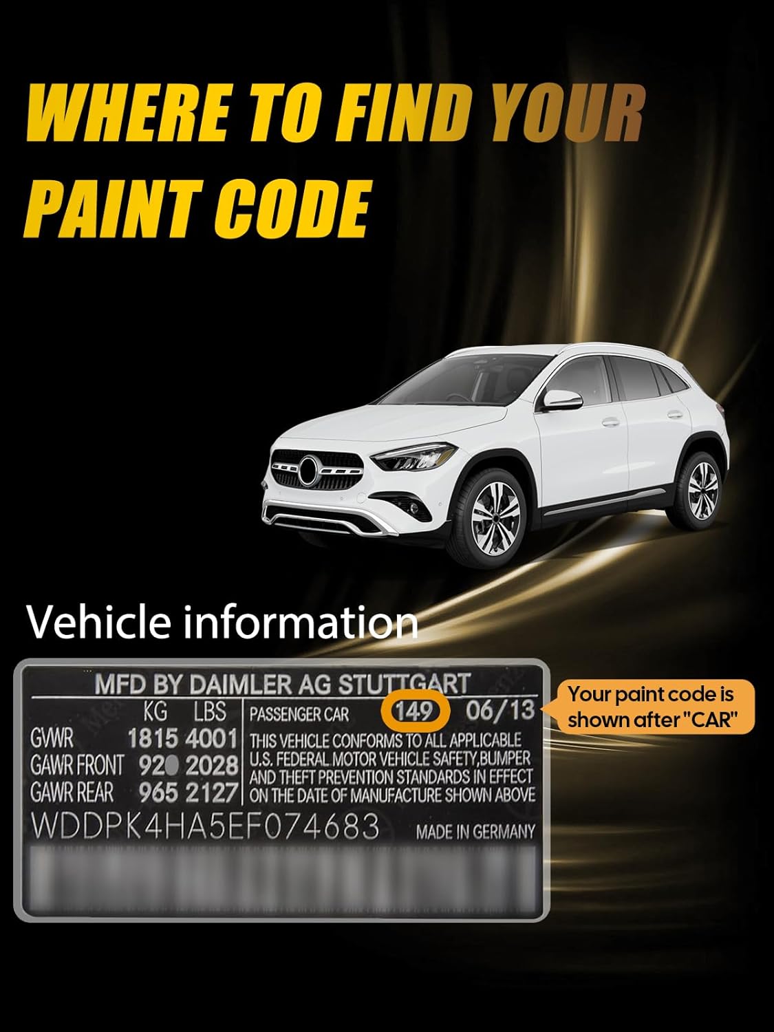 (040/9040) Black/Jet Black Touch Up Paint Compatible with Mercedes-Benz, Exact Match Car Paint Pen Automotive Scratch Repair Remover Kit Quick & Easy Solution for Vehile Chips and Nicks