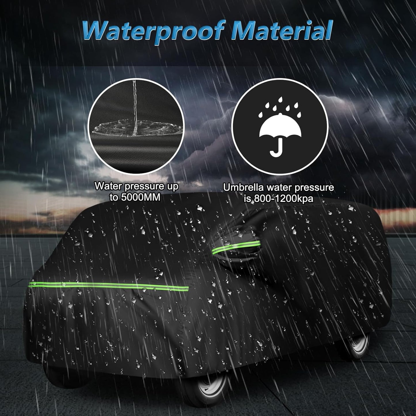 Waterproof Car Covers for 1961-1974 Falcon Club Wagon E-100,Econoline E-100 Van,420D Oxford Cloth Sun Heat Protection Outdoor Full Covers with Driver Side Zipper Windproof Heavy Duty All Weather