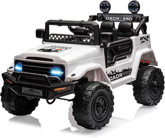 Garvee 12V Kids Ride On Truck Car with Remote Control - Electric Ride On Toys for Toddlers, Spring Suspension, 3 Speeds, LED Lights, Bluetooth Music & Parent Safety Brake