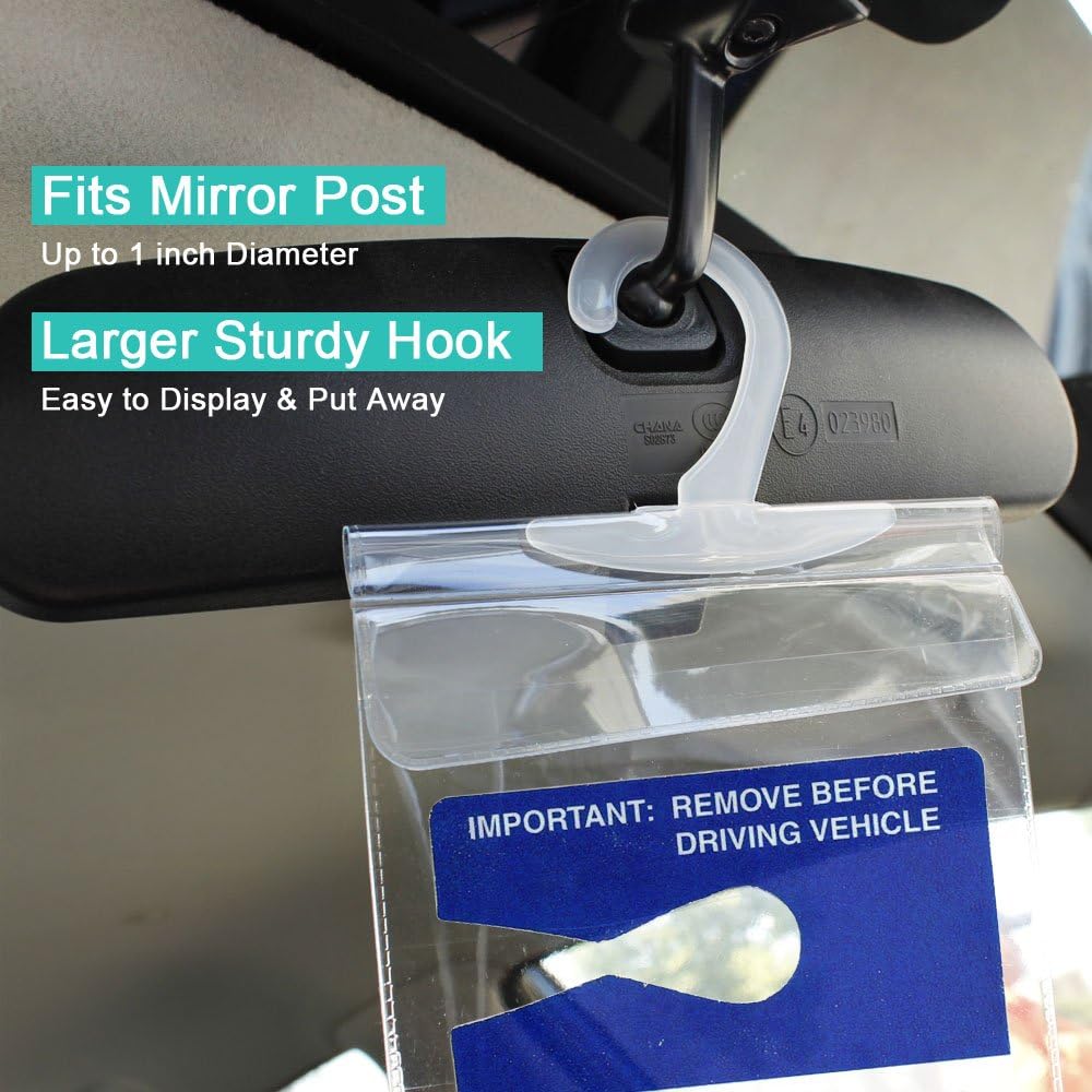 Handicap Placard Holder - Ultra Transparent Disabled Parking Permit Placard Protective Holder Cover with Large Hanger by Tbuymax (Set of 2)