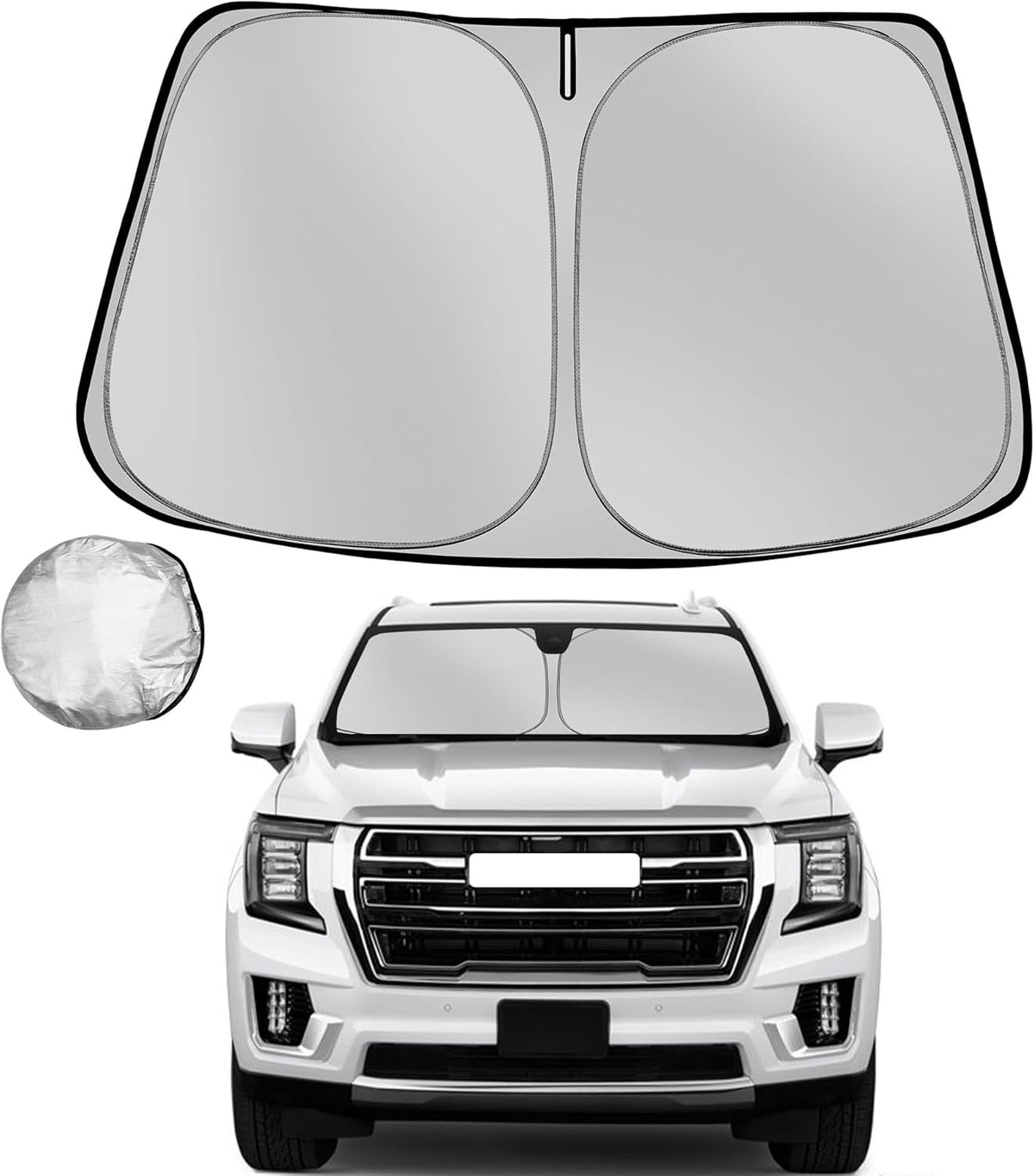 Windshield Sun Shade for 2021-2025 GMC Yukon XL Foldable Sun Sunshade for Car Front Window Blocks UV Rays and Heat Automotive Interior Protector Custom Fit Accessories