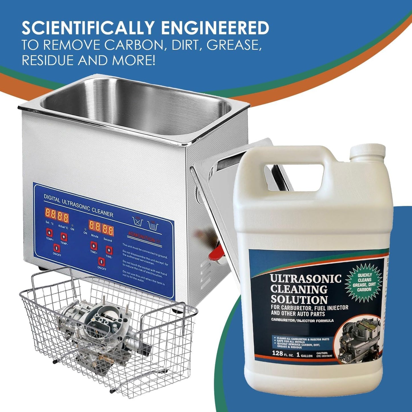 NORTHWEST ENTERPRISES Ultrasonic Cleaner Solution for Carburetors and Engine Parts. Concentrated Washing Compound for use in Ultrasonic Machines and Immersion Washers - Automotive Fluid (2 Gallons)