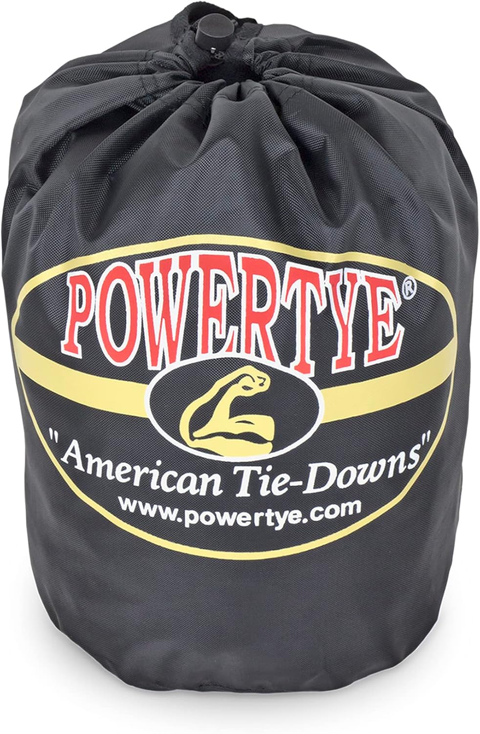 PowerTye - Made in USA - Extra Long Ratchet Tie Down Straps, Heavy Duty with Carabiner Hooks, Soft-Tye & Bag, for Motorcycle, ATV & Cargo, 1,000 lb WLL, 1.5 inch x 10ft Long, Silver/Black (Pair)