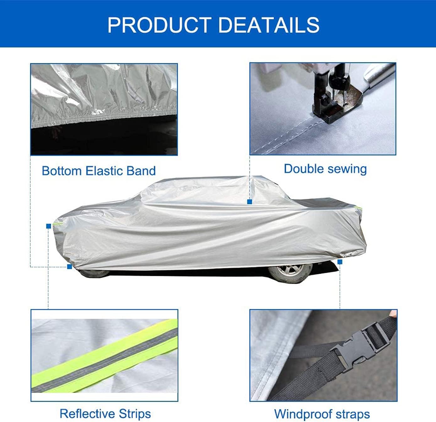 KouKou Large Truck Cover Waterproof All Weather, 6 Layers Full Pickup Cover, Universal Fit Chevy Silverado GMC Sierra 2500HD 3500HD Ford F250 F350 RAM 2500 3500. (250-262 inch Length, 9ft Bed) XXXL.
