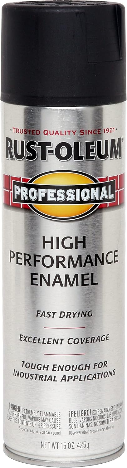 Rust-Oleum 239107 Professional High Performance Enamel Spray Paint, 15 Oz, Semi-Gloss Black