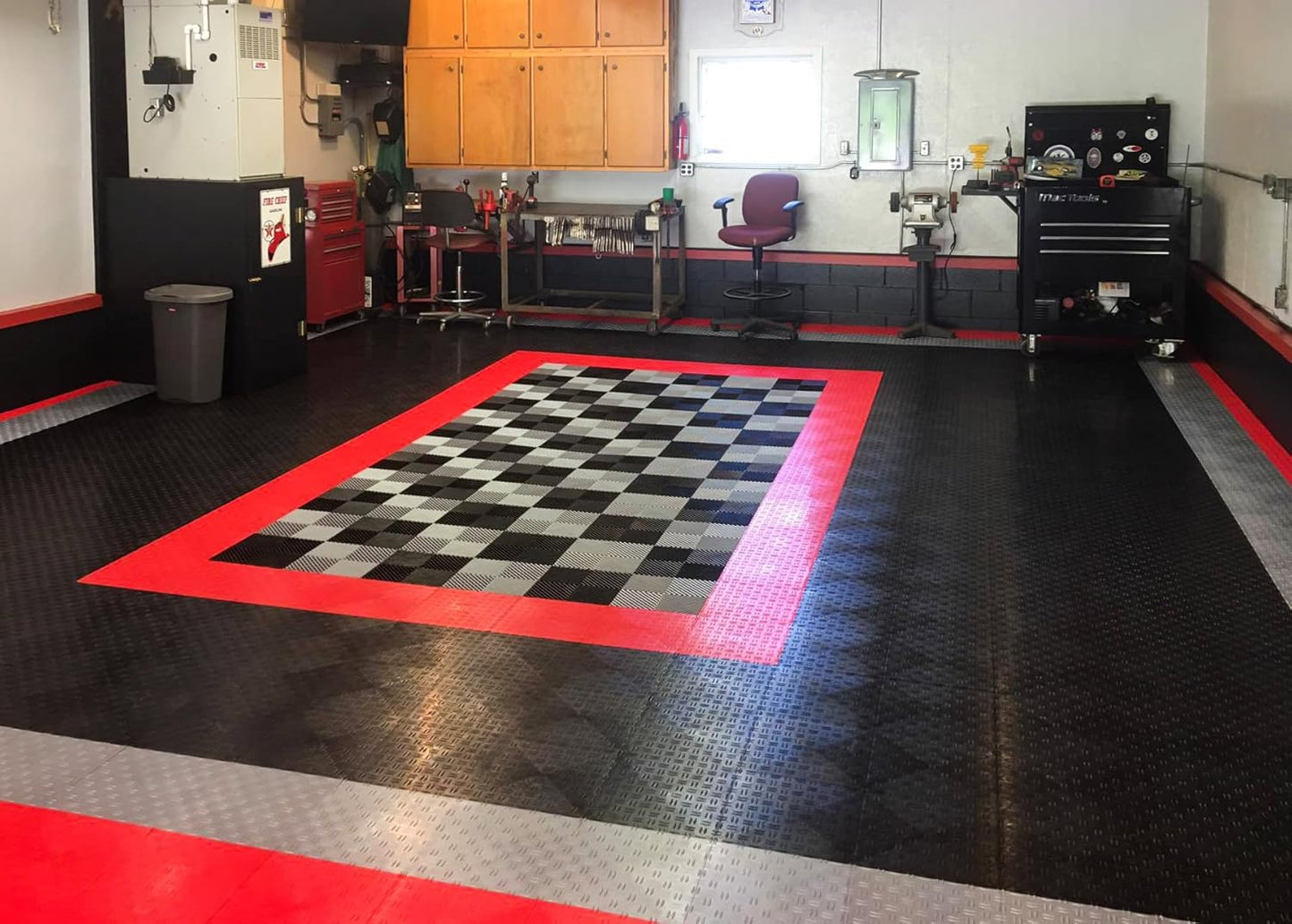 Big Floors GarageTrac Diamond, Interlocking Non-Slip Garage Flooring Tile, Durable, Modular, Heavy-Duty Copolymer, Easy Install (White, 48 Pack of 12 x 12" Tiles)