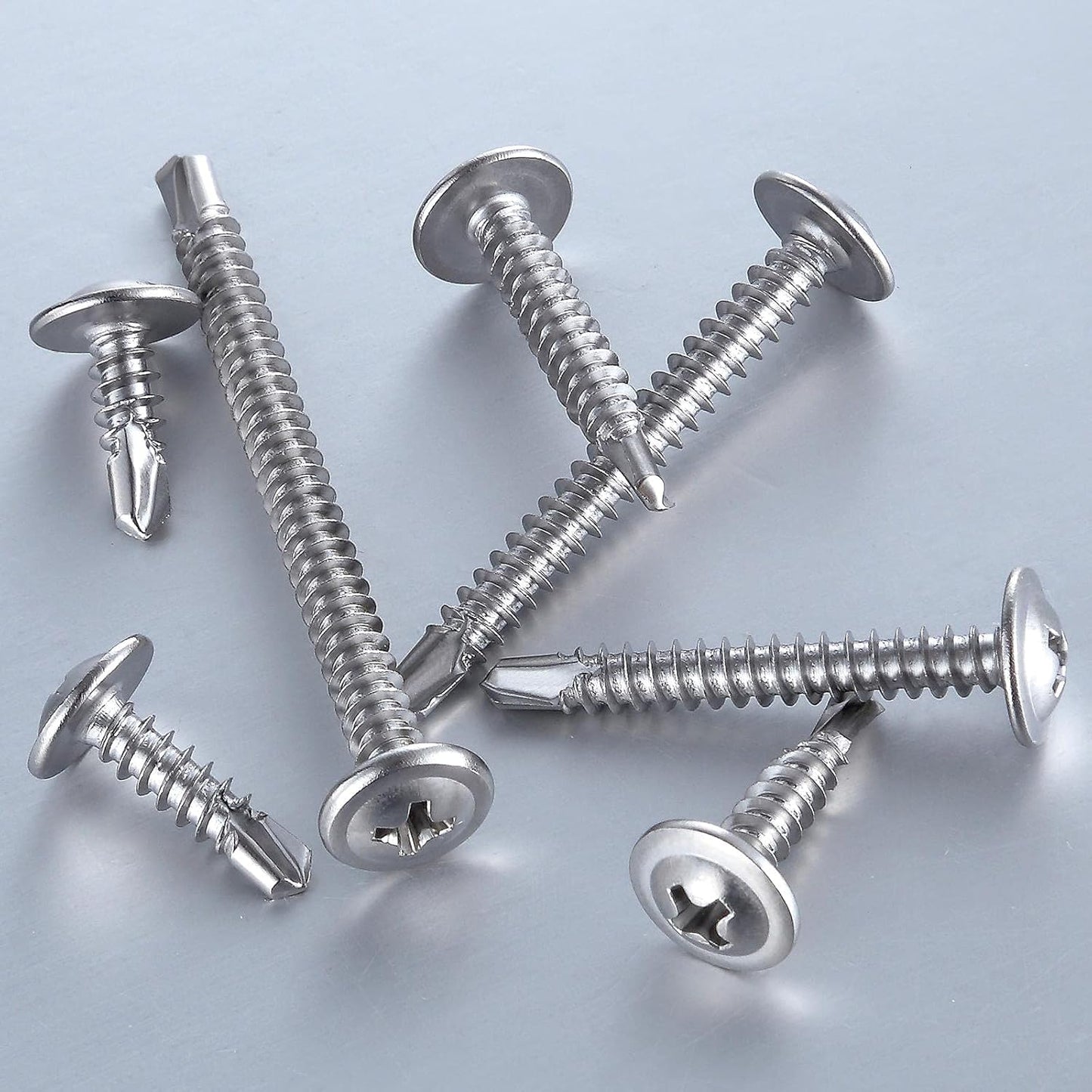 Wensilon（300pcs）#8×1/2”for Sheet Metal Self-Tapping Screws 410 Stainless Steel Truss Head High-Strength Quick Tapping Screws