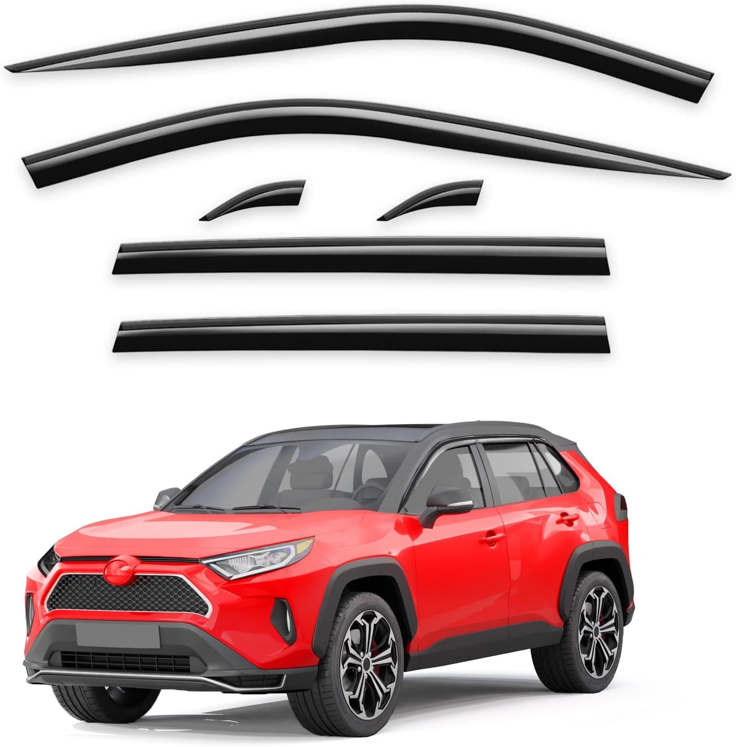 Tape-On Window Rain Guards Fit for Toyota RAV4 2019 2020 2021 2022 2023 2024 2025 Extra Durable Window Visors Window Deflectors Vent Visors Vent Shades Car Accessories-4 pcs 2-Q02
