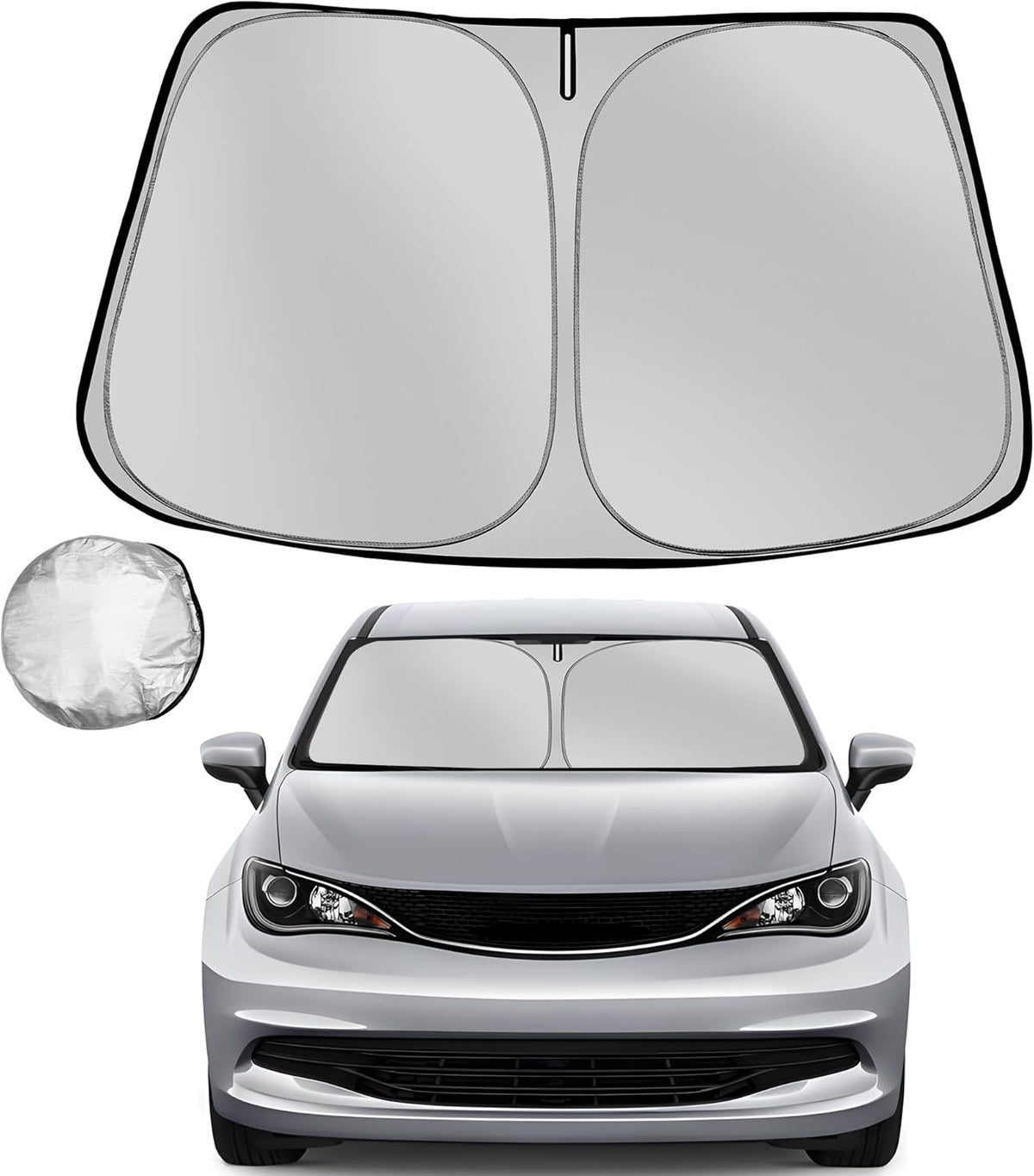 Windshield Sun Shade for 2017-2025 Chrysler Pacifica Minivan Foldable Sun Sunshade for Car Front Window Blocks UV Rays and Heat Automotive Interior Protector Custom Fit Accessories