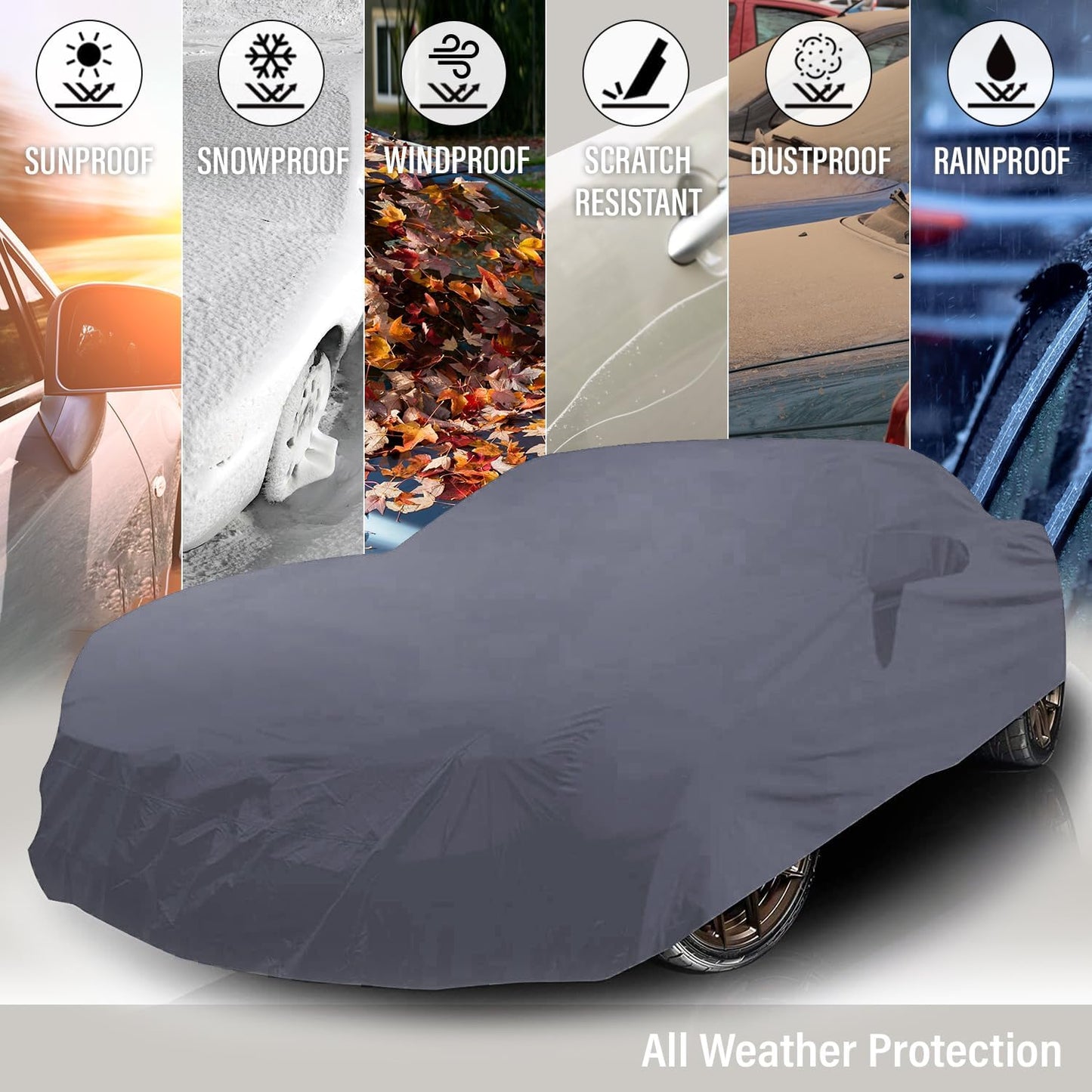 Supreme Full Car Cover – for Pontiac Acadian 1976-1987 Hatchback 3, 5-Door Semi Custom Fit Waterproof Full Coverage All Weather Windproof Dust Proof Indoor Outdoor Automobile