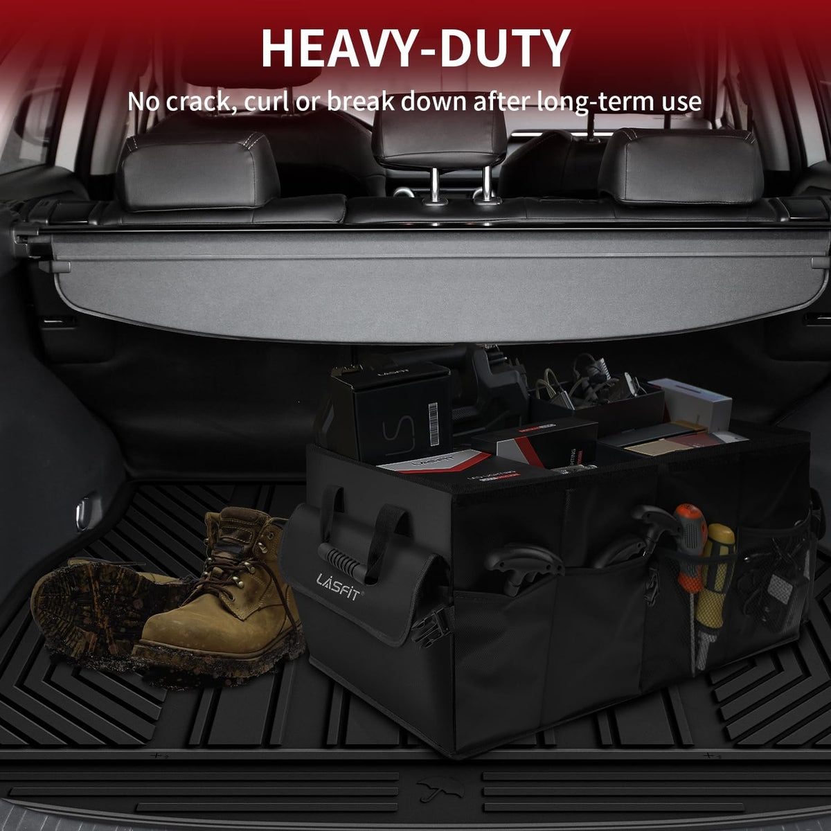 LASFIT Trunk Mats Fit for 2019-2025 Toyota RAV4 Hybrid and Gasoline (Not for Prime), All Weather Custom Fit TPE Cargo Liner, Black