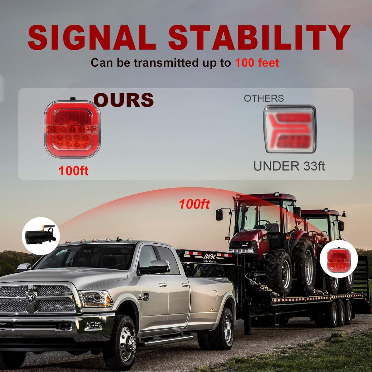 Agrieyes Halo Wireless Trailer Lights, 2 Mounting Options Magnetic Trailer Light for Towing, Portable LED Tow Lights Kit for Trucks, Boat, RV
