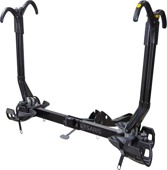 Saris SuperClamp EX 2-Bike HD Hitch Rack – RV Compatible, Lightweight Platform Bike Carrier for SUV, Truck, RV– Tilting Design, Secure Wheel Clamping, Fits Road, Mountain, E-Bikes – 2" Hitch Receiver