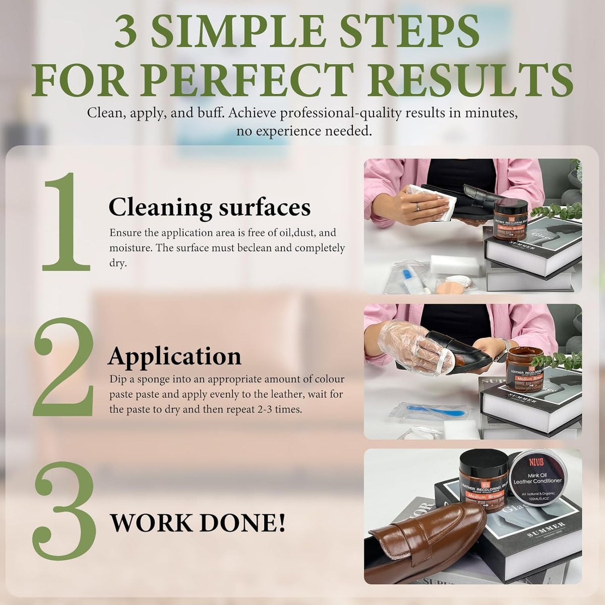 Leather Recoloring Balm Leather Color Restorer Scratch Repair Leather Paint for Furniture Couches Car Seats Shoes Bags Leather Dye and Restorer Restores Faded and Scratched Leather-Gray