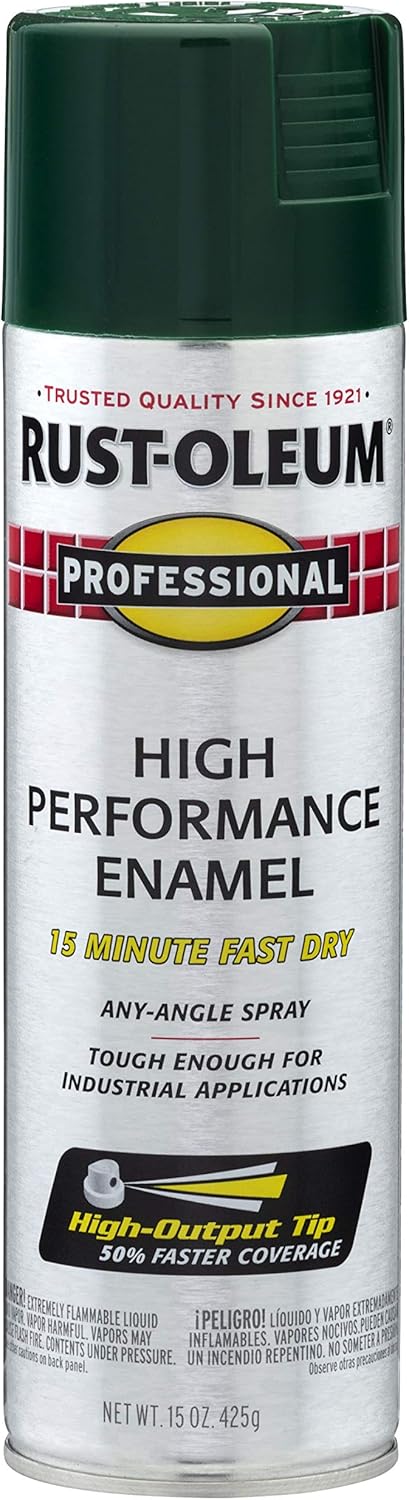 Rust-Oleum 7538838 Professional High Performance Enamel Spray Paint, 15 Oz, Gloss Hunter Green