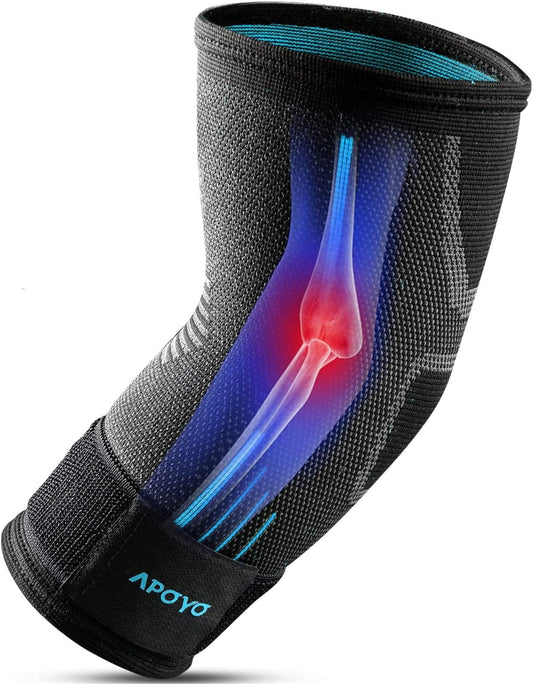 APOYO Elbow Brace for Tendonitis and Tennis Elbow, Compression Sleeve for Arthritis, Workouts, Reduce Joint Pain During Fitness Activity (XX-Large) B