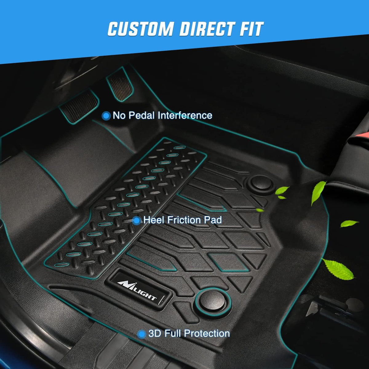 Nilight TPE Floor Mats for Hyundai IONIQ 5 SE Standard Range SE SEL 2022 2023 2024 2025 Movable Console,All Weather Custom Fit Heavy Duty Floor Liners