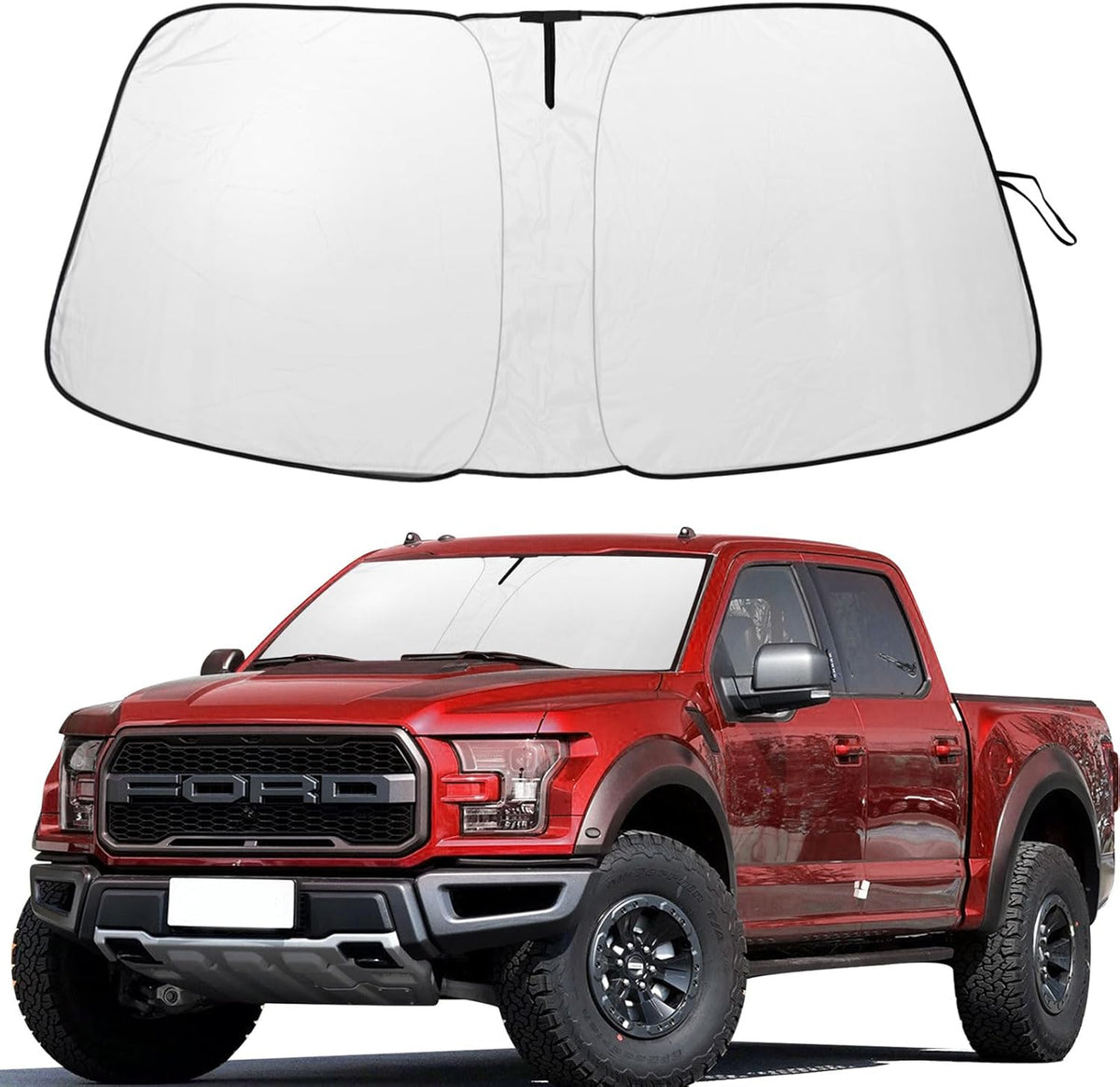 2024 Upgrade Front Windshield Sunshade fit for Ford F150 2009-2014 Foldable Car Shade 240T Reflective Polyester Ford F-150 Lariat King Ranch Platinum XL XLT Limited Raptor Accessories |Keep Cool|