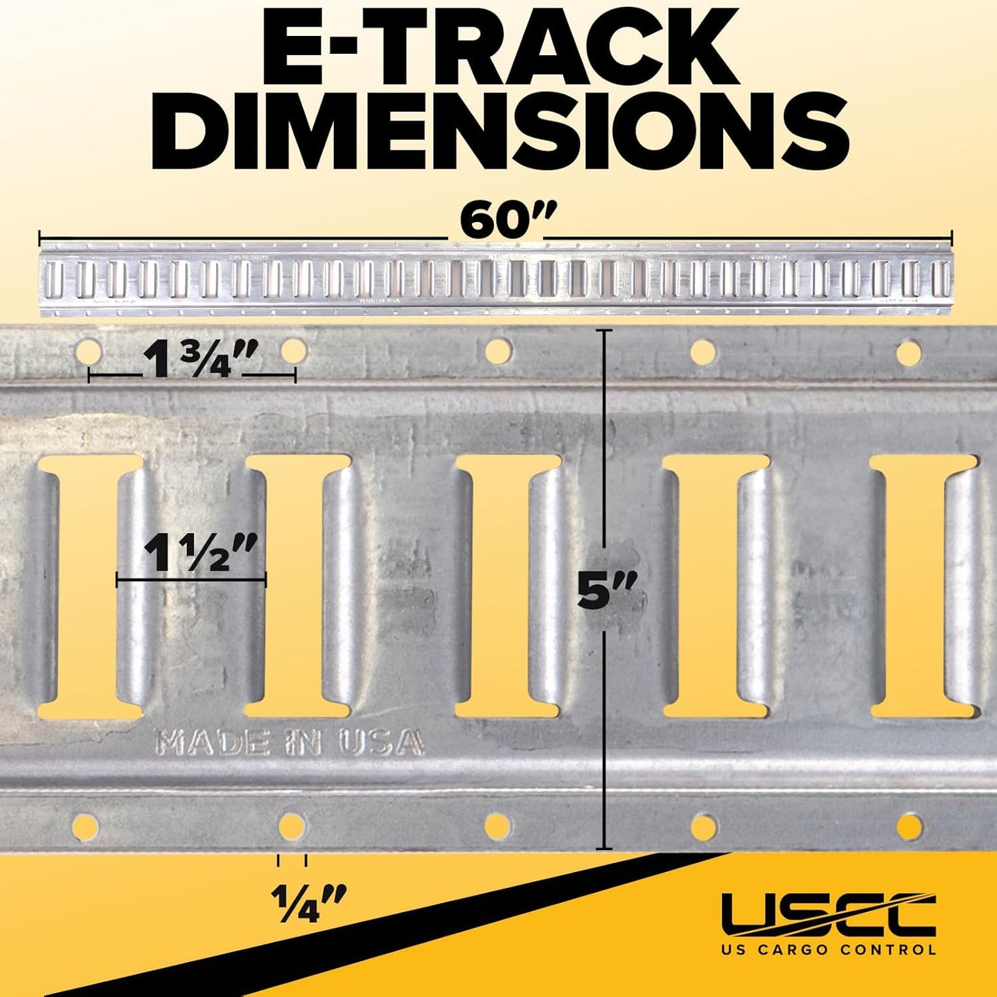US Cargo Control Horizontal E Track, 5 Foot Length Cargo E Track, Galvanized Finish, 12 Gauge Steel, Easily Secure Cargo in an Enclosed Van Trailer, 10 Pack