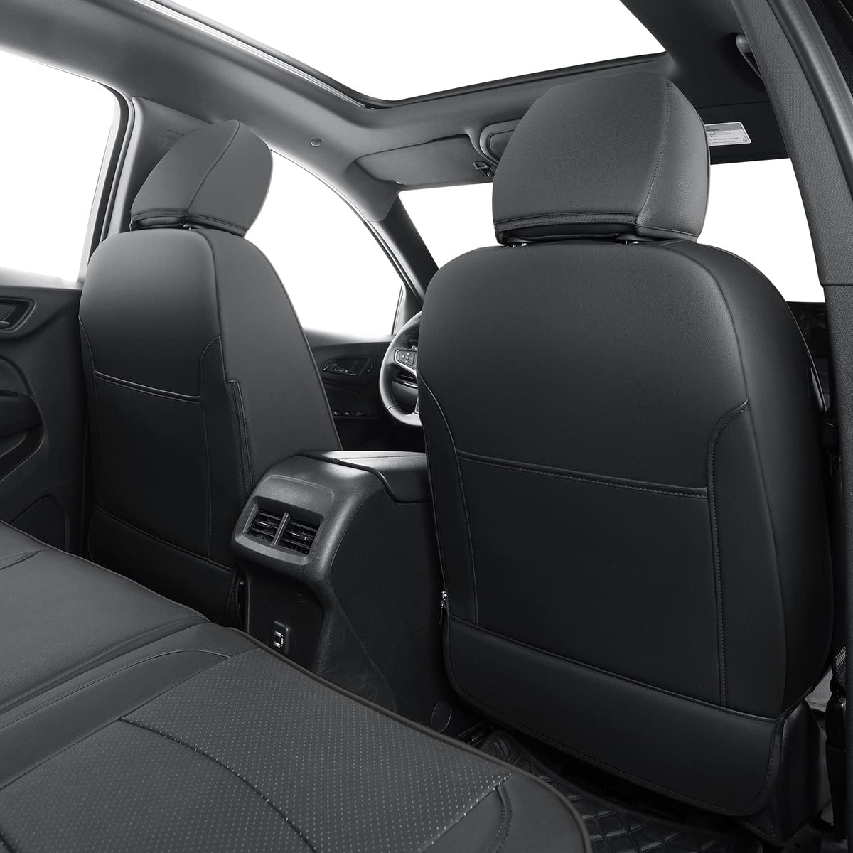 RISINGSTAR Terrain Seat Covers, fit for 2018-2024 GMC Terrain SUV with Rear Split Seats, Water Proof Faux Leather(Full Set, Black)