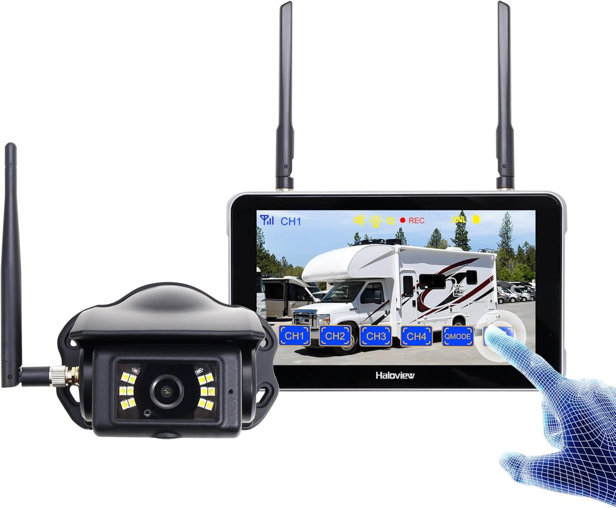 Haloview Byte Tango BT6 Touch RV Backup Camera Wireless 2.4G Digita FHD 1080P DVR Rearview and 5.5" Touch Screen Monitor System for RV,Truck,Trailer,Truck,Camper,Van,Pickup - BT6 Touch