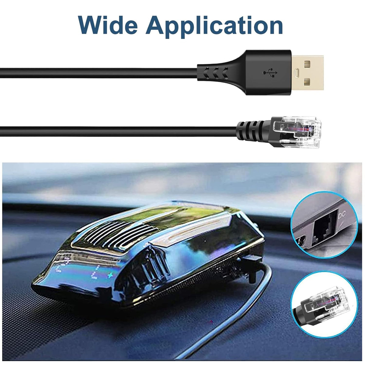 Radar Detector Cable, with USB to RJ11 Plug,for Escort Valentine One Uniden Beltronics Cobra Radar Detector,Replacement Power Cable for Radar Detectors(RJ11-3.3ft)